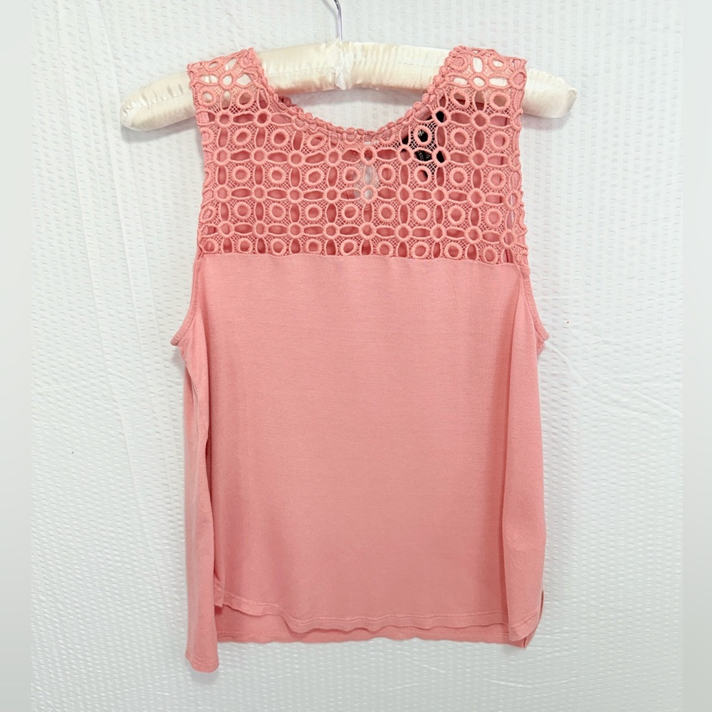 Cottagecore embroidered warm pink sleeveless tank top summer H&M Sz XS camisole - Picture 7 of 10